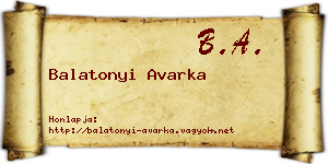 Balatonyi Avarka névjegykártya